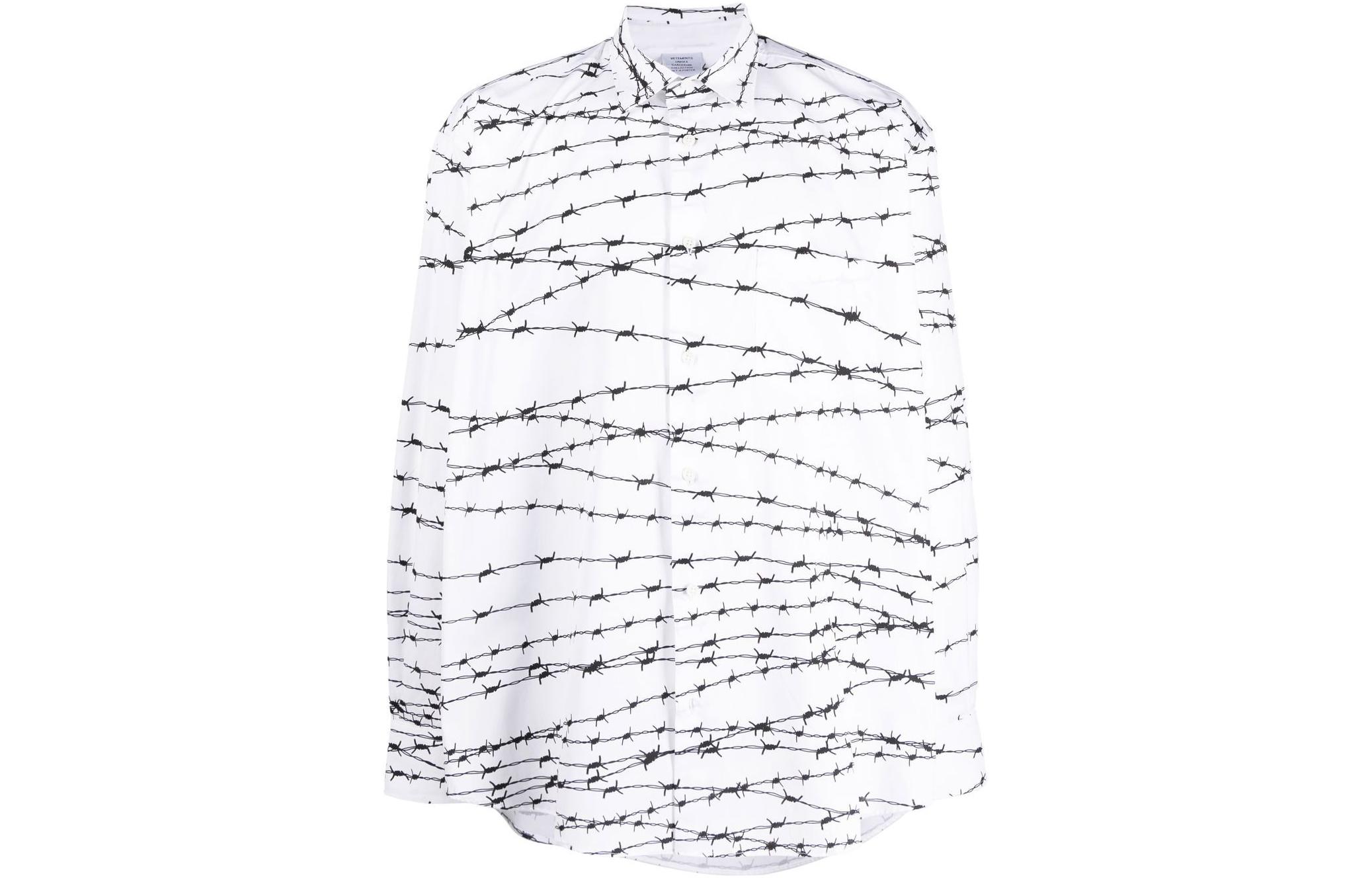 Vetements Shirts Men's White Square Collar Moderate Shirt