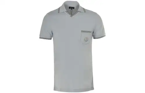 GUCCI Polo Shirts Men's Gray Polo Collar Moderate Straight Fit
