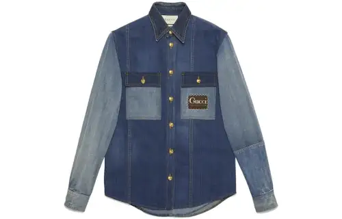 GUCCI Shirts Unisex Blue Lapel Moderate