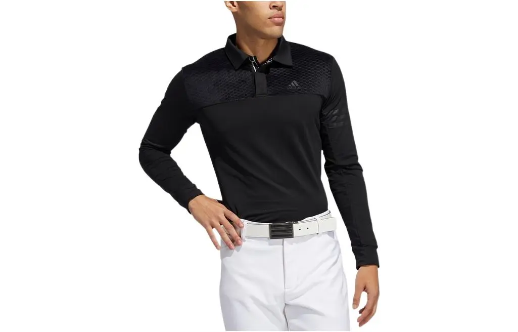 Adidas Polo Shirts Men's Black Polo Collar Moderate Straight Fit