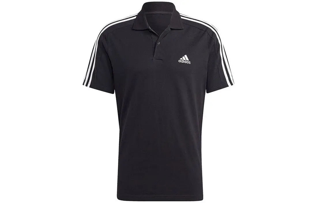 Adidas Polo Shirts Men's Black Polo Collar Moderate Straight Fit