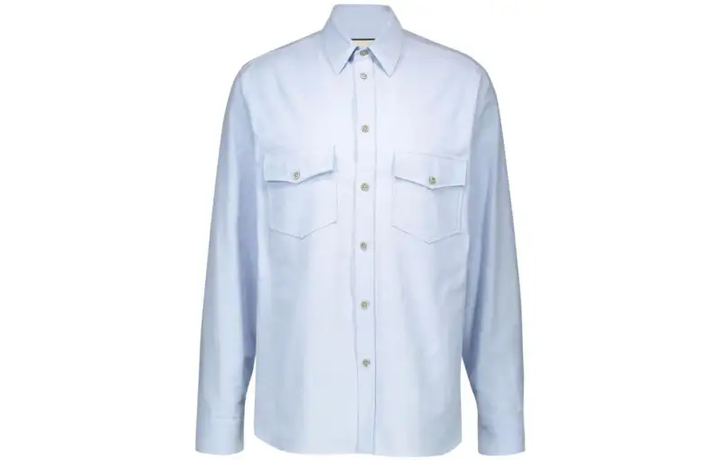 GUCCI Shirts Men's Blue Pointed Collar Moderate Other