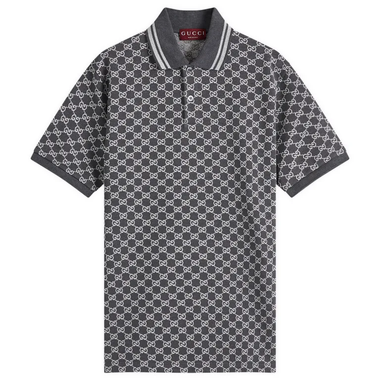 Мужская футболка Gucci Polo SS25 (темно-серая)