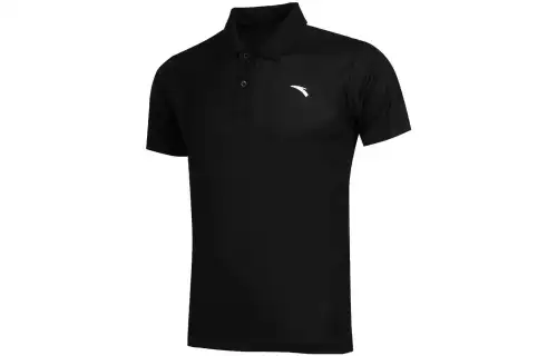 ANTA Polo Shirts Men's Black Polo Collar Moderate Straight Fit