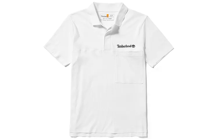Timberland Polo Shirts Men's White Polo Collar Moderate Straight Fit
