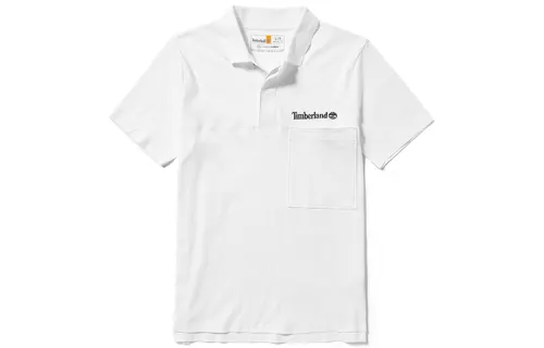 Timberland Polo Shirts Men's White Polo Collar Moderate Straight Fit