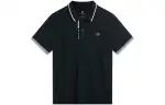 Li Ning Polo Shirts Men's Black Polo Collar Moderate Straight Fit