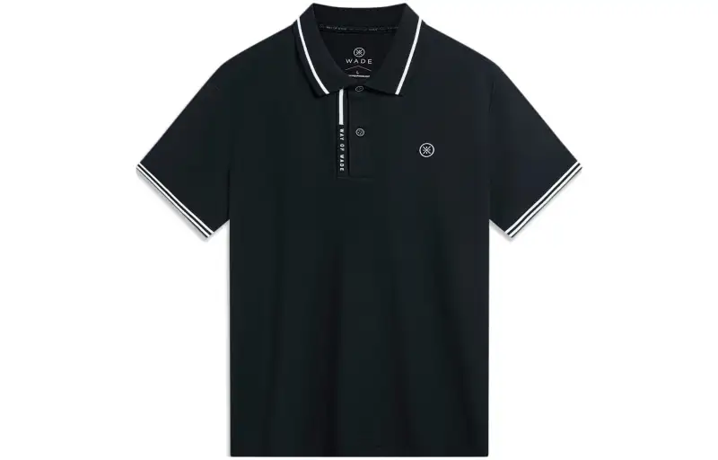 Li Ning Polo Shirts Men's Black Polo Collar Moderate Straight Fit