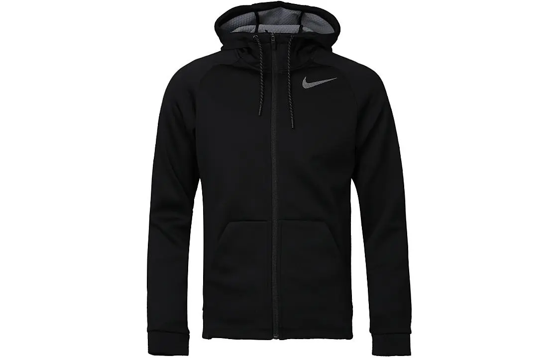 Nike Sweatshirts Men's Black Hooded Moderate Cardigan