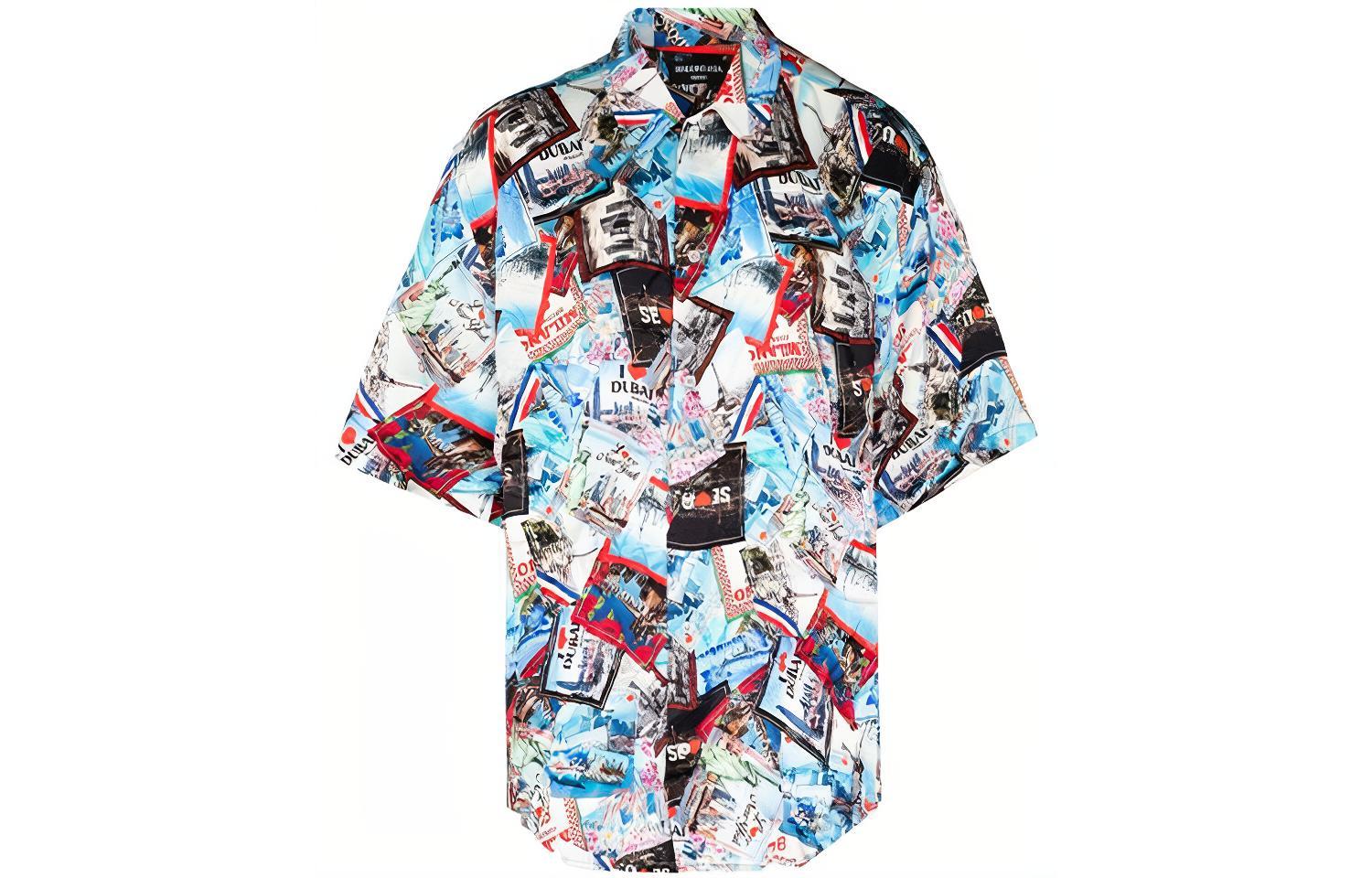 Balenciaga Mens Allover Cities Minimal Shirt