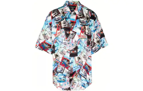 Balenciaga Mens Allover Cities Minimal Shirt