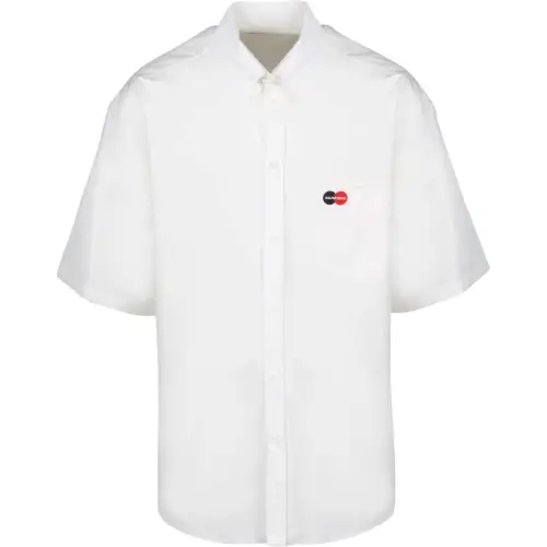 Balenciaga Shirts Men's White Polo Collar Moderate Shirt