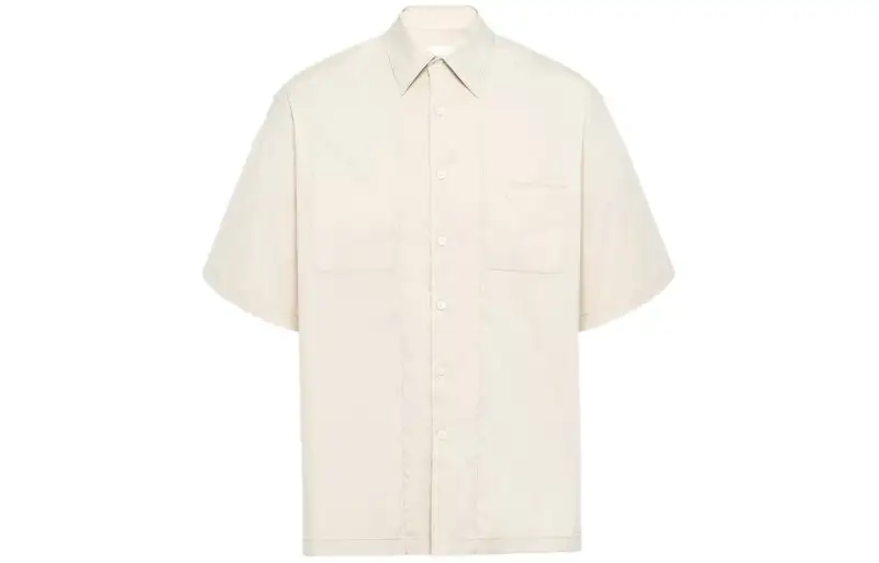 PRADA Short Sleeved Stretch Shirt Men's Ecru