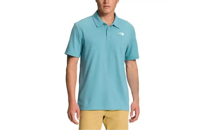 THE NORTH FACE Polo Shirts Men's Light Blue Polo Collar Moderate Straight Fit