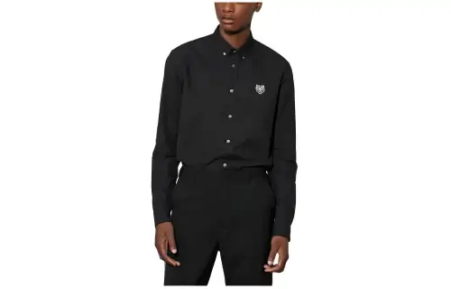 KENZO Shirts Men's Black Lapel Moderate Other