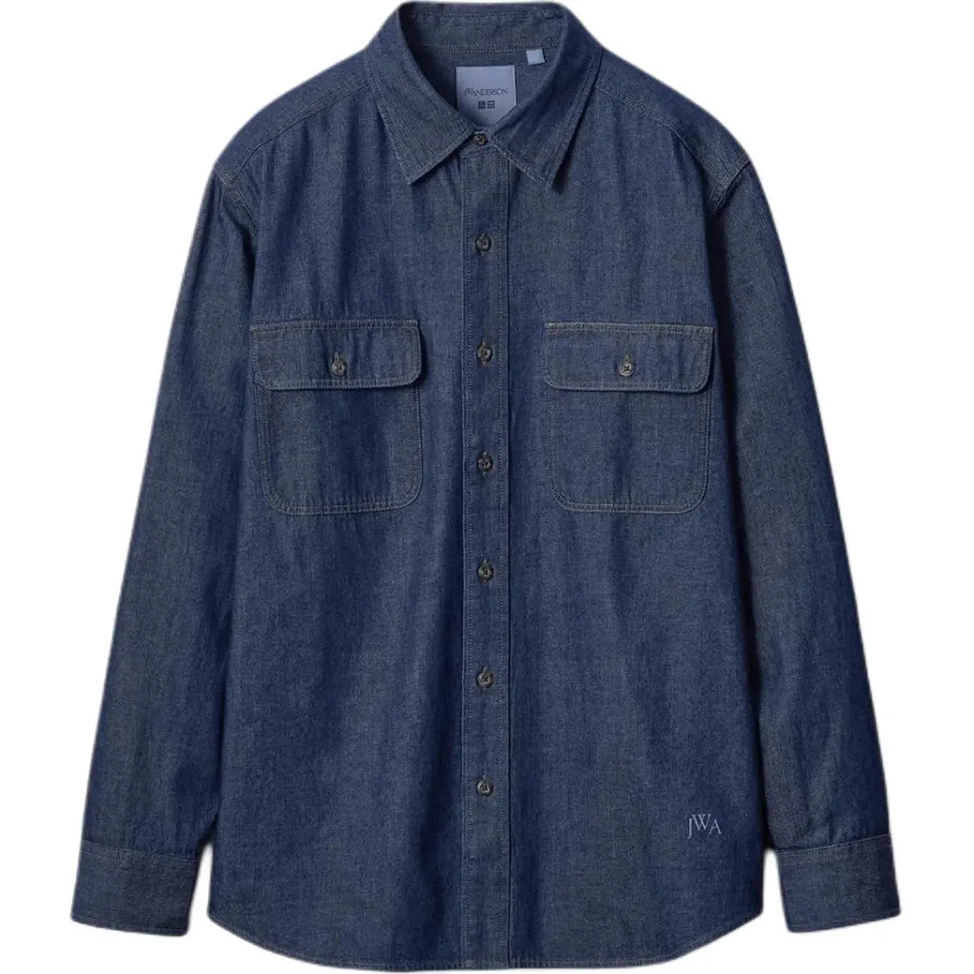 UNIQLO X JW Anderson Shirts Unisex Dark Blue Lapel Moderate Denim