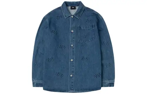 MLB Sports denim cardigan for leisure, comfortable blue shirt for men and women, with your logo imprint