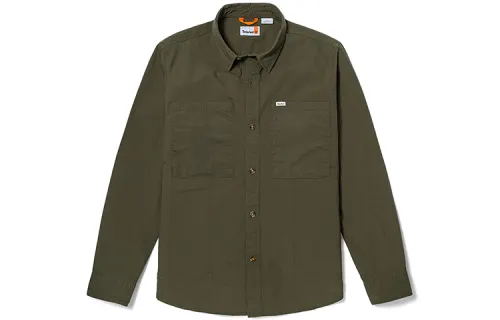 Timberland Shirts Men's Army Green Lapel Moderate Other