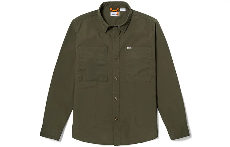 Timberland Shirts Men's Army Green Lapel Moderate Other
