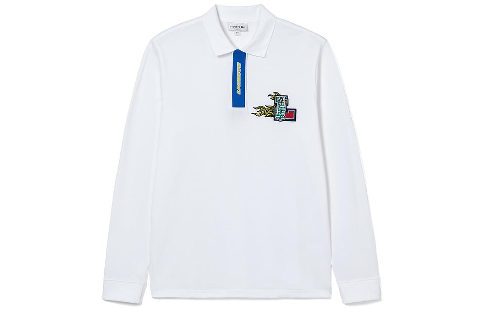 LACOSTE Holiday Polo Shirts Men's White Polo Collar Moderate Straight Fit