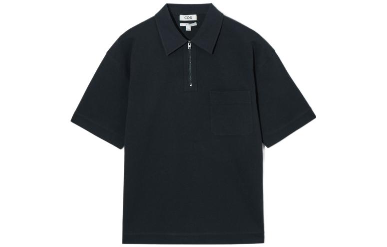 COS Polo Shirts Men's Navy Blue Polo Collar Moderate Straight Fit