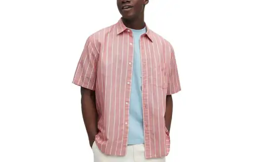 UNIQLO Shirts Men's Rose Red Lapel Moderate Other