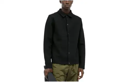 STONE ISLAND Shirts Men's Black Pointed Collar Moderate Other