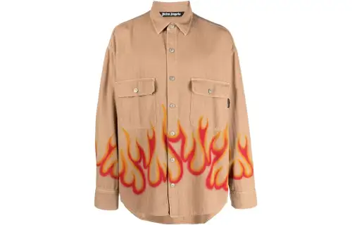 Palm Angels flame-print long-sleeve shirt