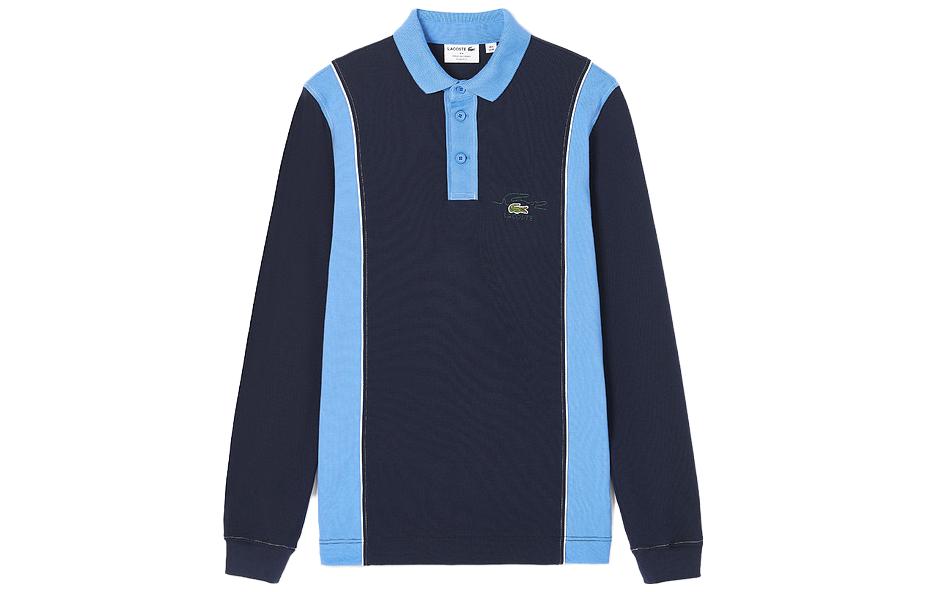 LACOSTE Polo Shirts Men's Navy Blue/Blue Polo Collar Moderate Straight Fit