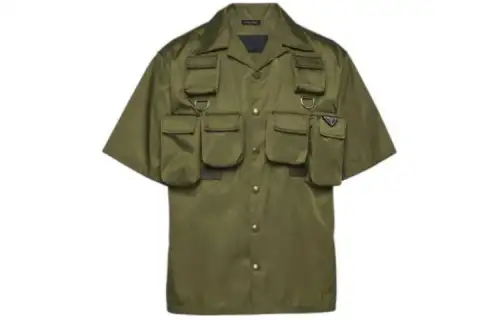 PRADA Shirts Men's Green Lapel Moderate Shirt