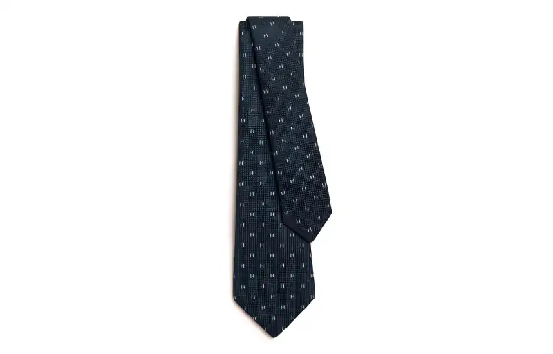 HERMES Grenadine Ties Men's Marine Blue