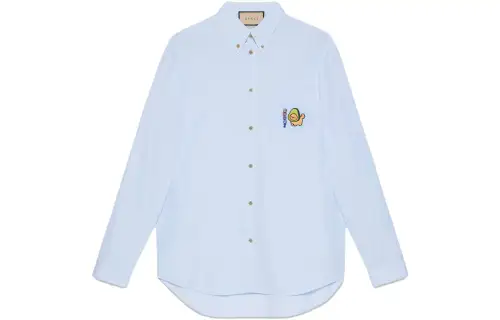 GUCCI Shirts Men's Light Blue Pointed Collar Moderate Other