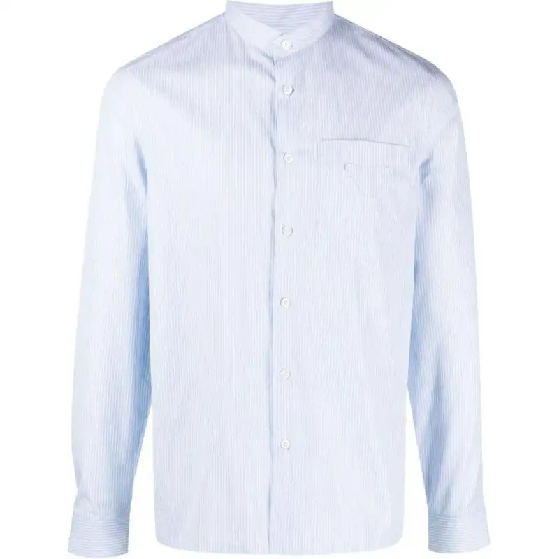 PRADA Shirts Men's Blue Stand Collar Moderate Other