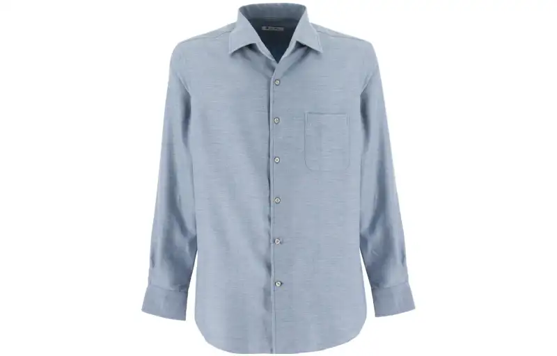 Loro Piana Shirts Men's Blue Lapel Moderate Other