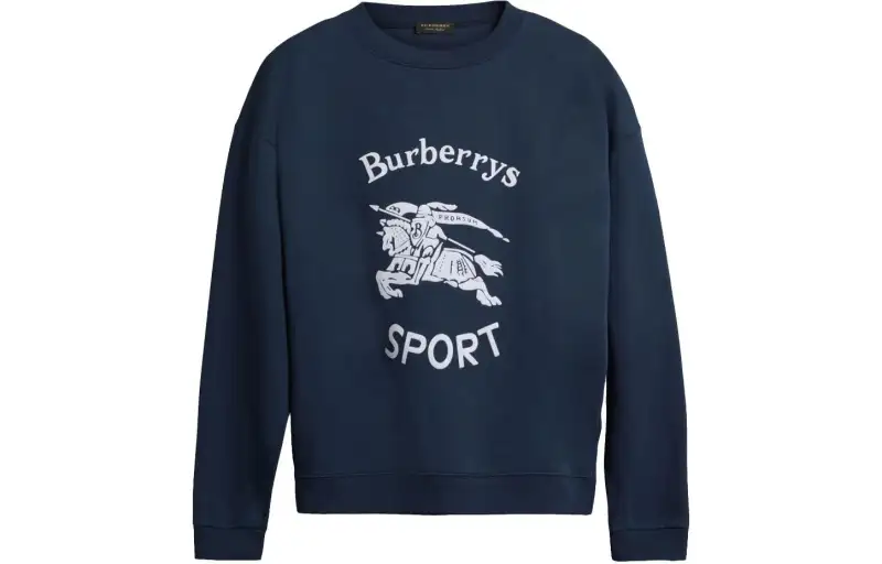 Burberry Sweatshirts Men's Navy Crew Neck Moderate Regular