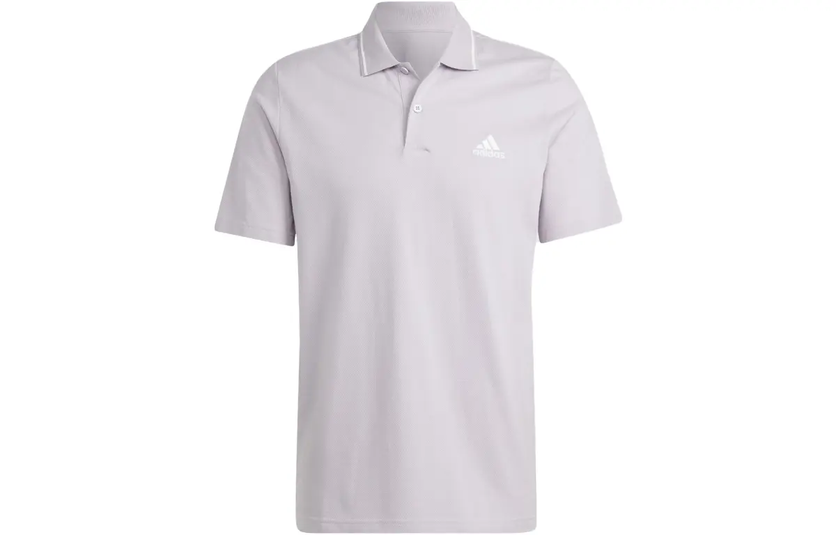 Adidas Essential Polo Shirts Men's Silver Polo Collar Moderate Straight Fit