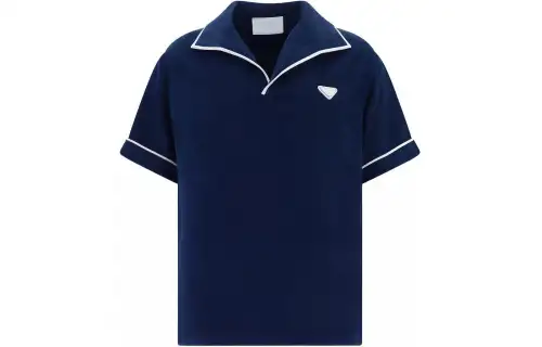 PRADA Logo-plaque Terry-cloth Polo Shirt