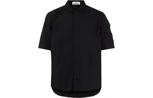 STONE ISLAND Shirts Men's Black Lapel Moderate Other