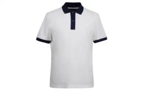 PRADA Polo Shirts Men's White Polo Collar Moderate Other