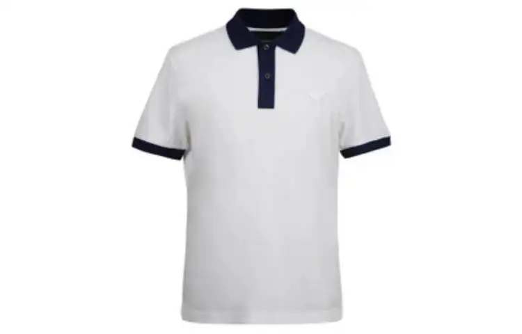 PRADA Polo Shirts Men's White Polo Collar Moderate Other
