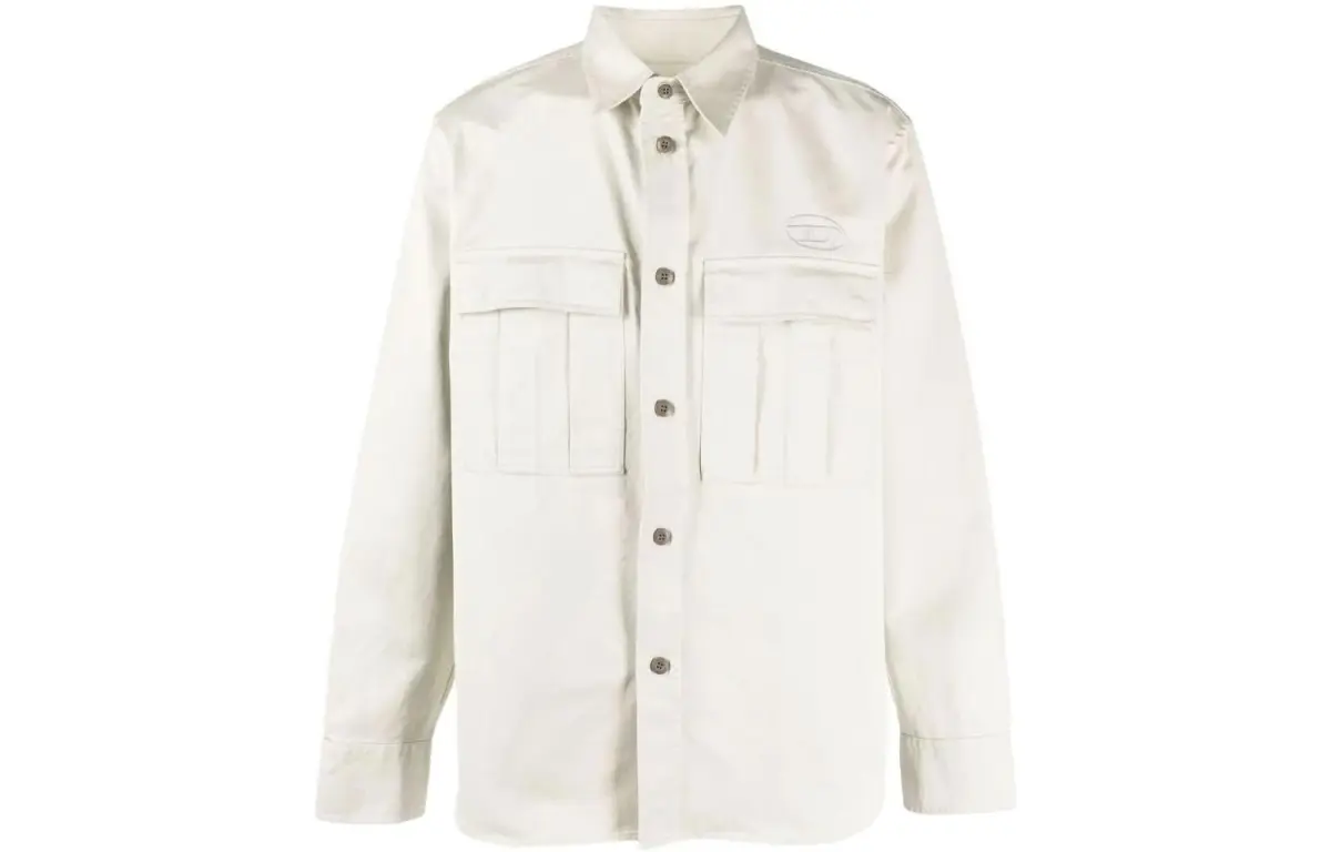 DIESEL Shirts Men's White Lapel Moderate Shirt
