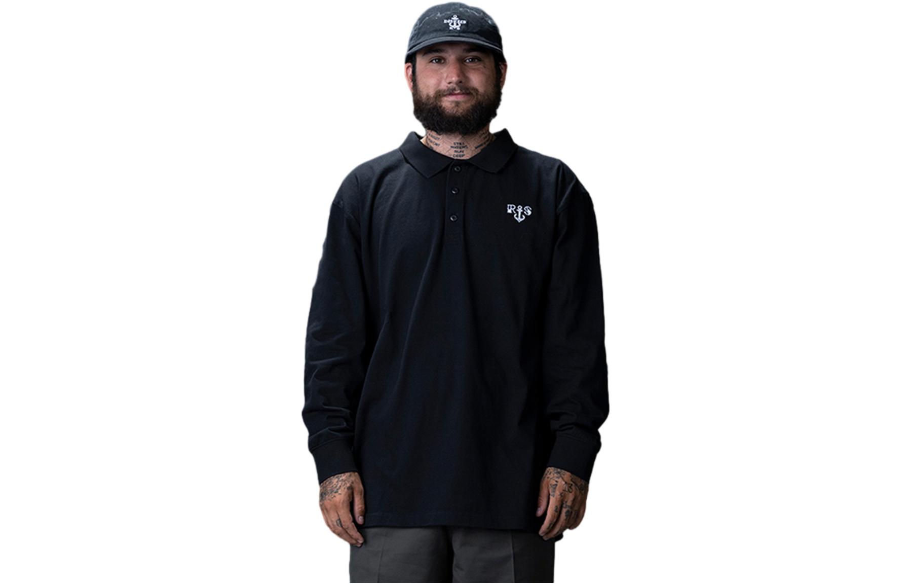 Dickies Polo Shirts Men's Knitted Fabric Black Polo Collar Moderate Straight Fit