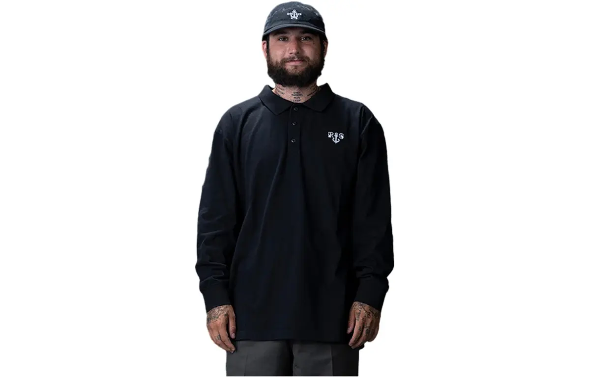 Dickies Polo Shirts Men's Knitted Fabric Black Polo Collar Moderate Straight Fit