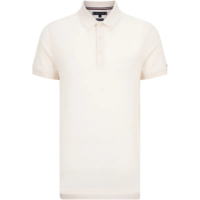 Tommy Hilfiger Polo Shirts Men's Ecru AC0 Polo Collar Moderate Straight Fit