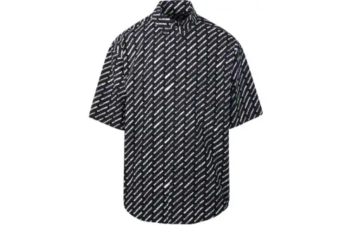 Balenciaga Allover Logo Printed Large Fit Shirt