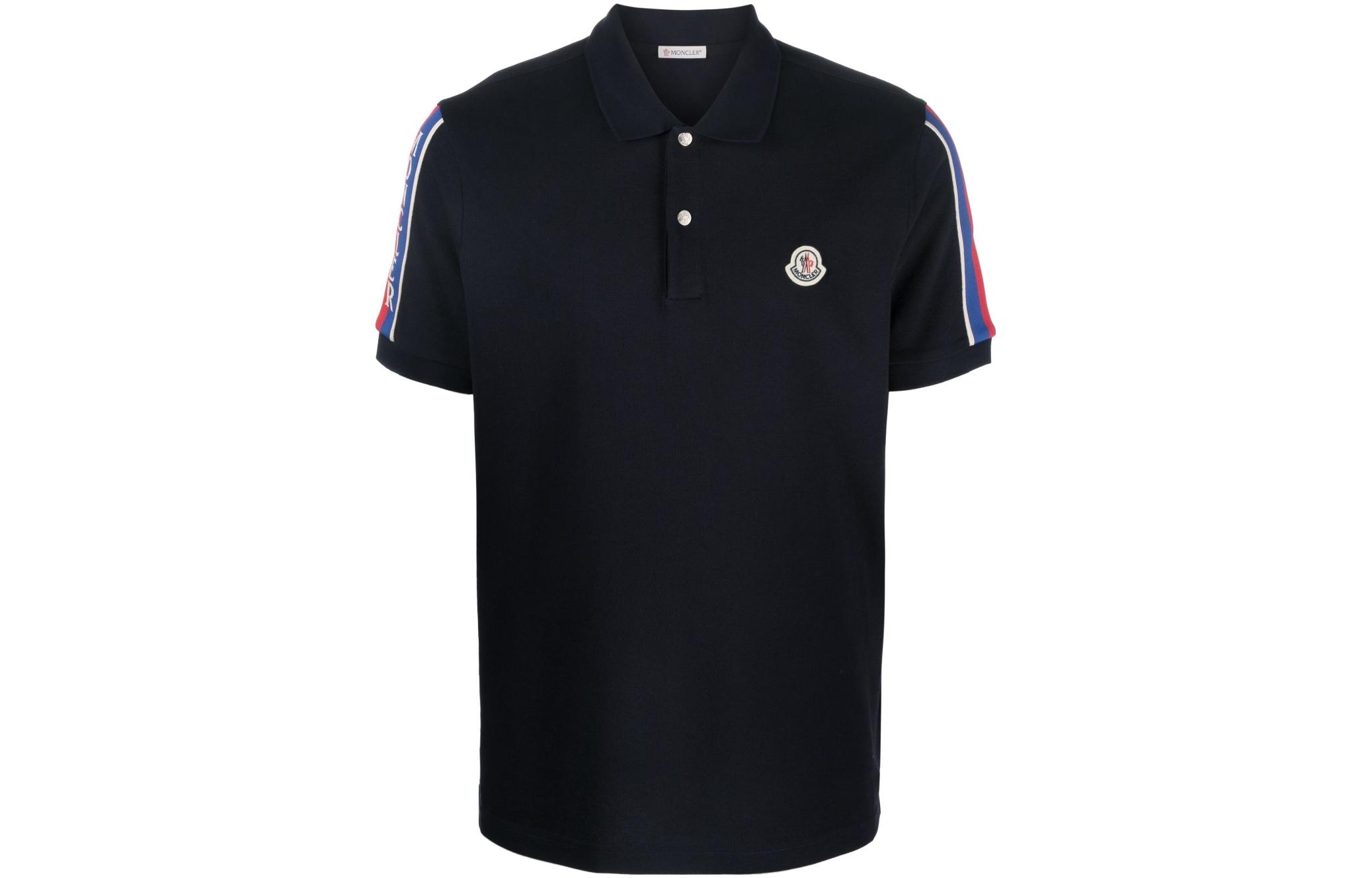 Мужская футболка Moncler Moncler LogoPolo (темно-синяя)