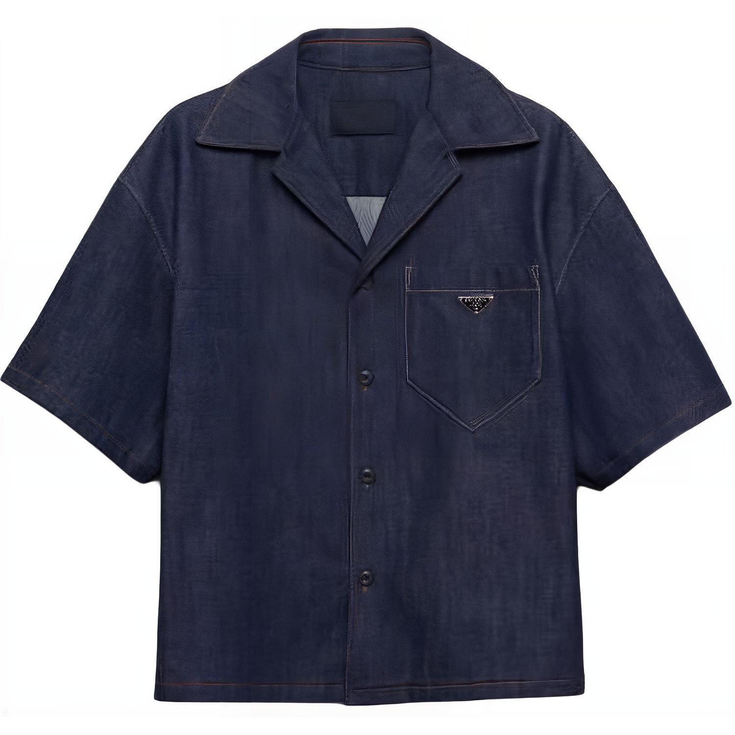 PRADA Shirts Men's Navy Lapel Moderate Denim