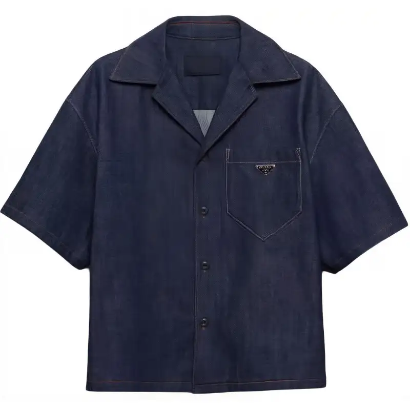 PRADA Shirts Men's Navy Lapel Moderate Denim