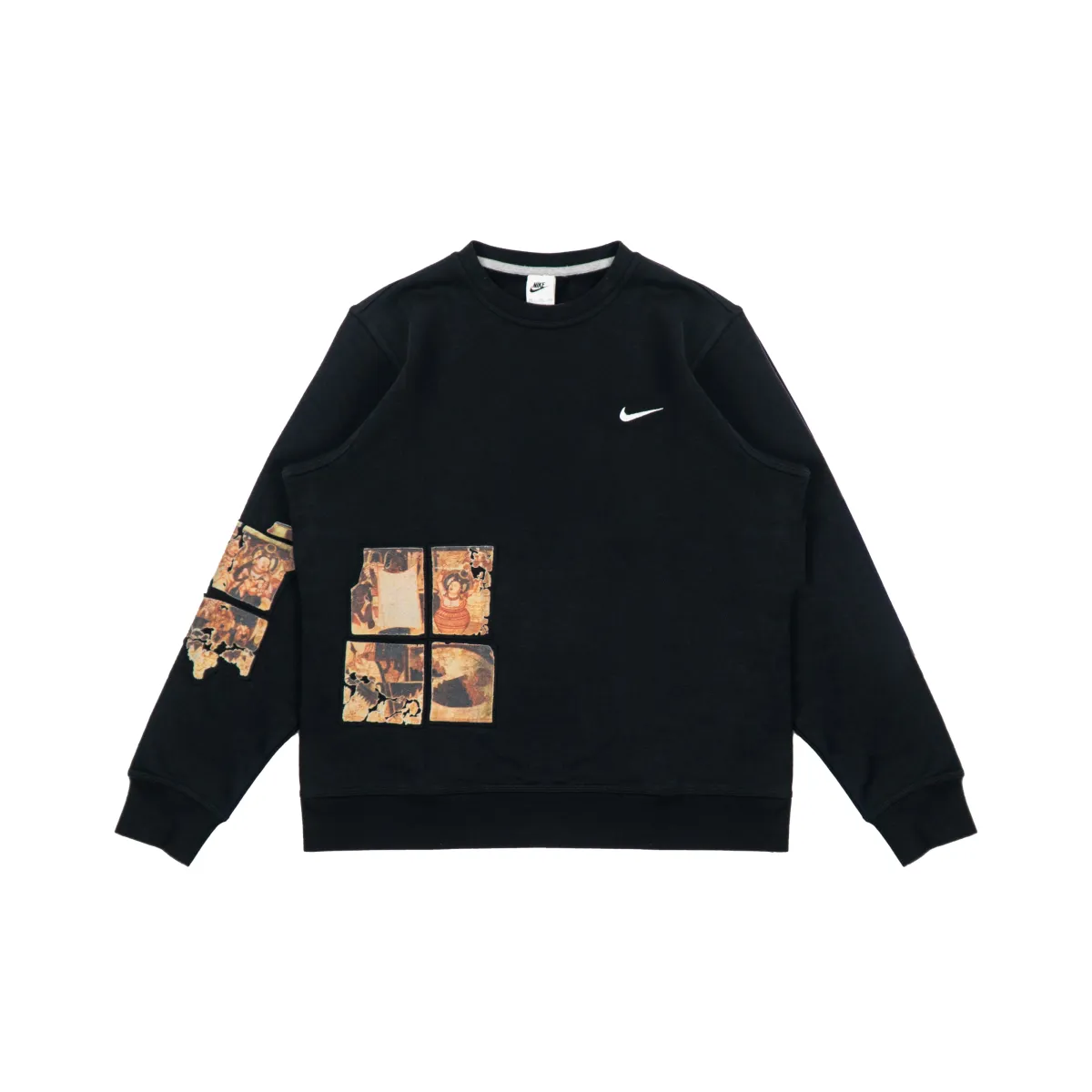 Nike Fantasy Incredible, Casual Dunhuang Wall Painting Patterned Print Sports Fleece Lined Crew Neck Sweatshirt Unisex