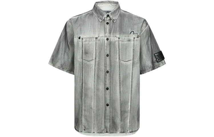 EVISU Shirts Men's Gray Lapel Moderate Other